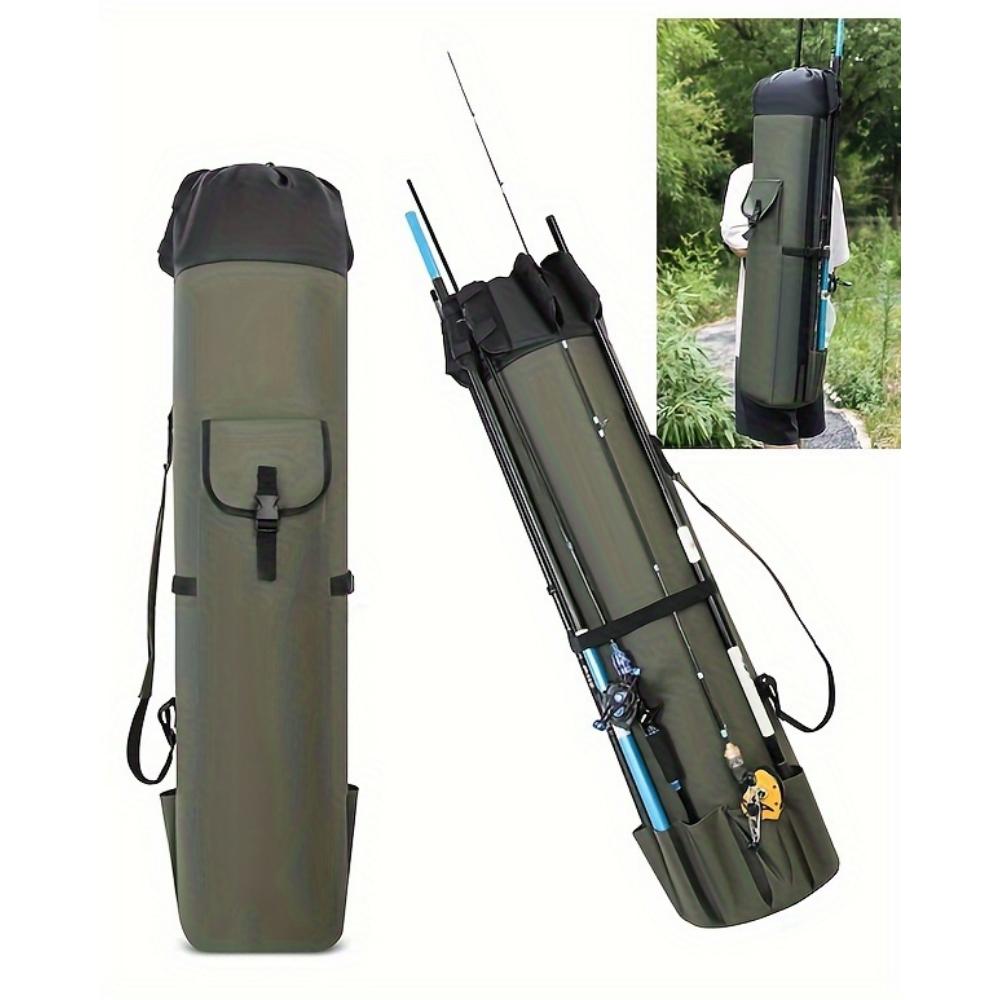 Green fishing rod bag, durable folding fishing gear handbag, multi-functional large-capacity high-quality fishing rod box.