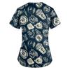 Women's Oktoberfest Print V-Neck Short Sleeve Scrub Top with Pockets, Loose Fit