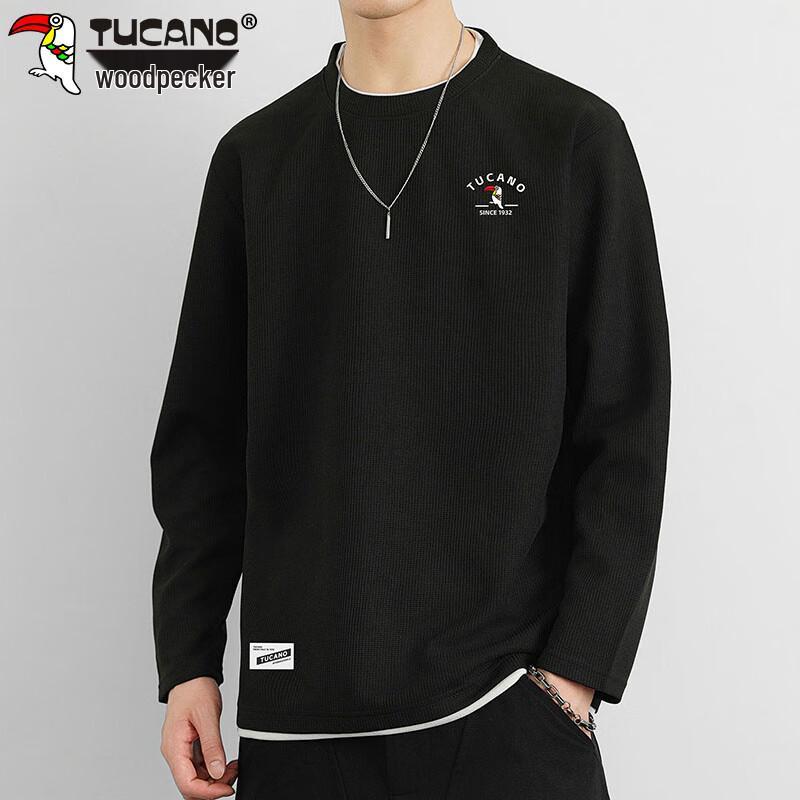 

TUCANO Men s Waffle Knit Long Sleeve Round Neck T-Shirt 2XL