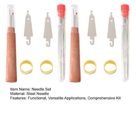 Big Eye Steel Needles Set Hand Sewing Kit Needles with Protective Case Threads Thimbles Threaders Quilting Tool Kit for Sewing Cross Stitch Projects