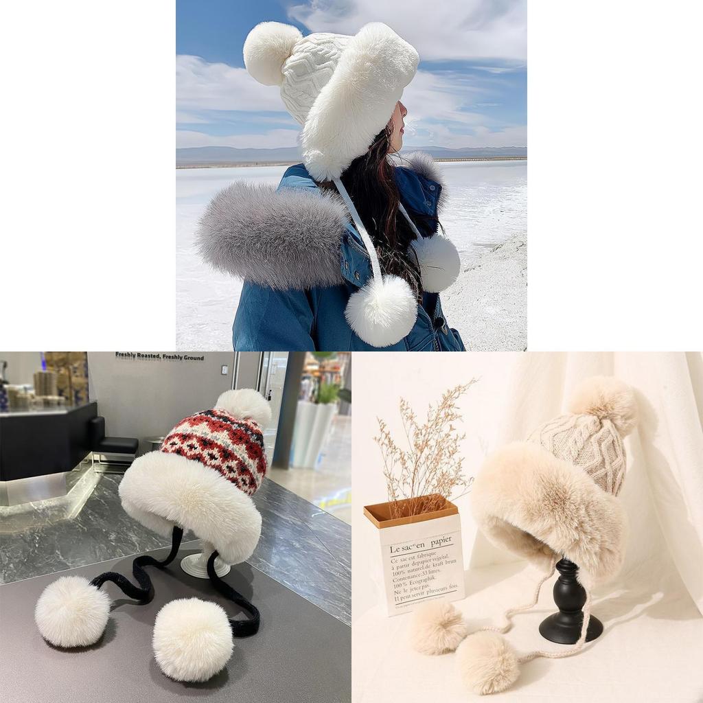 Traditional Style Knitted Hat For Women With Ear Protection And Neck Guard For Winter Cold Weather