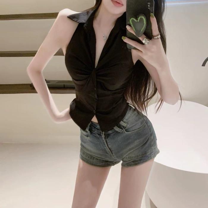 American Niche Sexy Hollow Low-Cut Halter Tie-Up Crop Tank Top for Women - Pure Desire Style Medium чёрный