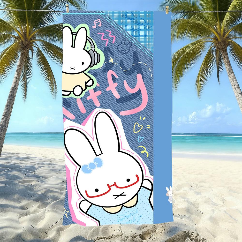 Miffy Rabbit Beach Towel Microfiber Quick Drying Absorbent Cartoon Printed Seaside Resort Bath Towel