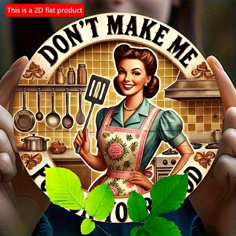 2d Flat 20*20cm, Vintage Kitchen Logo "Don't Make Me Poison Your Food" Wooden Mural for Home, Restaurant, Bar, Cafe, Garage, Dining Area