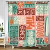 Coastal Boho Tiki Retro Tropical Pattern Shower Curtain Polyester Waterproof Bathroom Liner Home Decor Accent