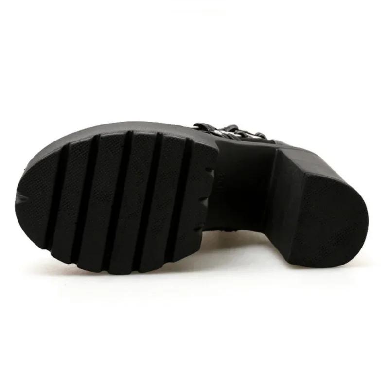 Women High Thick Heel Short Boots Lady Waterproof Platform Punk Shoes Nightclub Evening Party Boot Side Zipper Ankle Boots