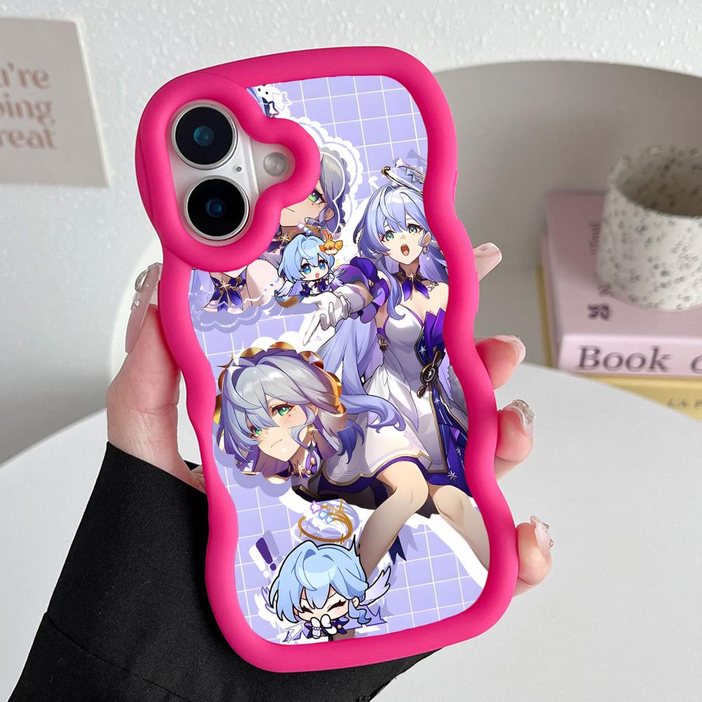 HSR Robin Wavy Edge TPU Mobile Phone Case for iPhone 17 16 15 14 13 12 11 Air Pro Max Plus Colorful Cover