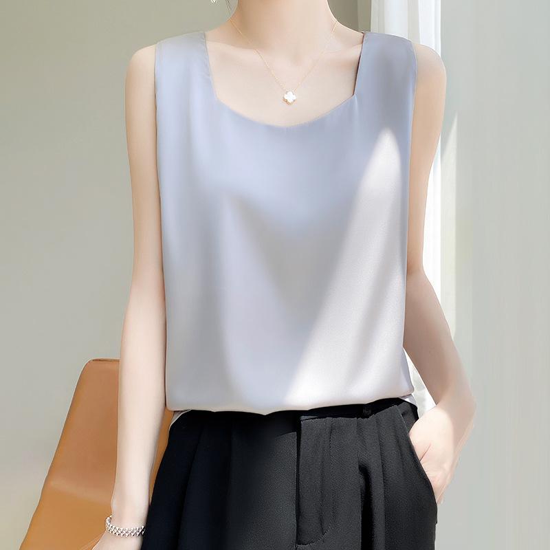 Acetate Satin U-neck Suspender for Women's In Hot Season New Fashion Traceless Versatile Sleeveless Vest Comfortable Top for Women