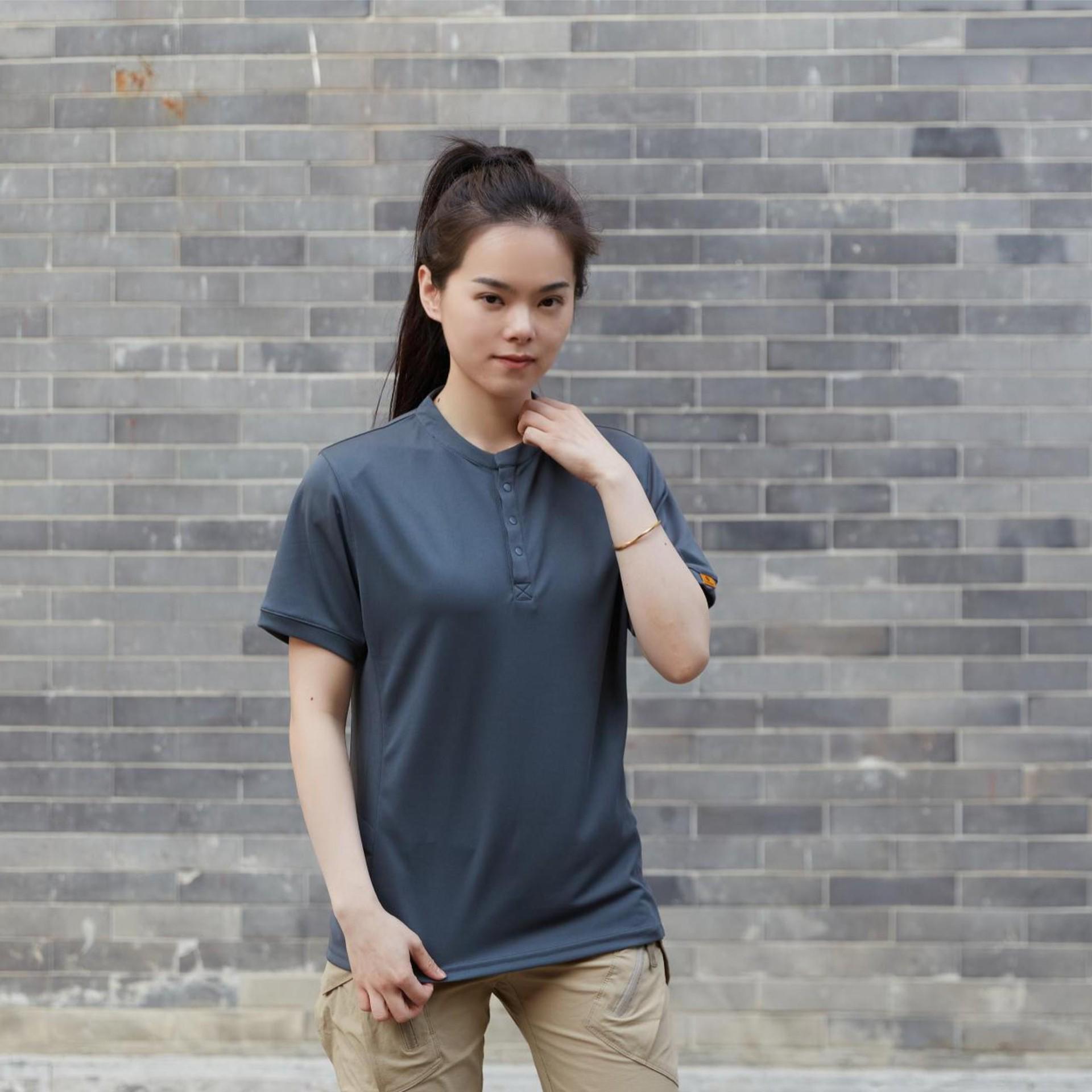 

Мужская быстросохнущая футболка хенли COOLMAX - Легкая, дышащая, влагоотводящая, с коротким рукавом M темно-серого