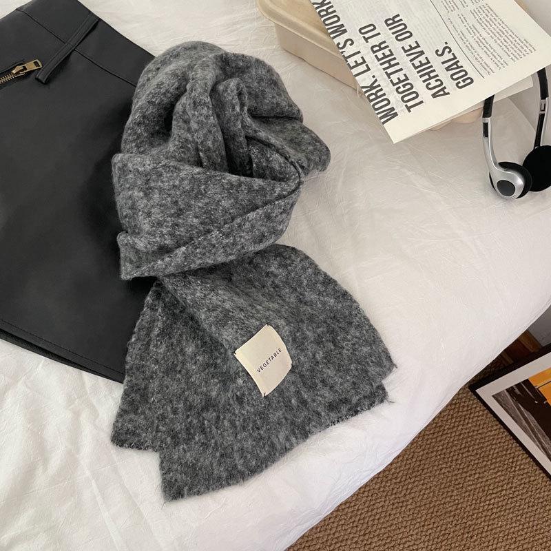 

Снуд из искусственного кашемира в корейском стиле: Унисекс Универсальный Однотонный Шарф Шаль для Осени и Зимы темно-серого