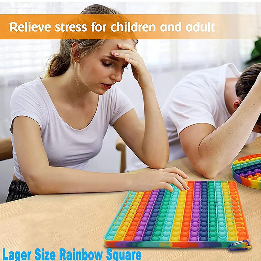Non-Toxic Big Size 20Cm Rainbow Square Push Bubble Fidget Toys Children Adult Stress Relief Toy Antistress Squeeze Gift 20Cm 30Cm Xxl