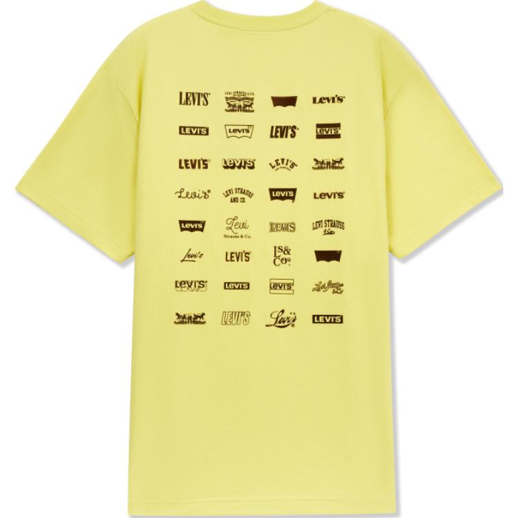 Levis Comfortable Short Sleeve Round Neck Pullover T-Shirt Men Tops Yellow 001AS-0002
