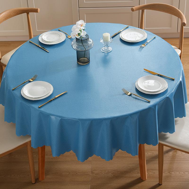 Simple Solid Color Table Cloth Waterproof Oil Resistant Round Dining Table Cloth Heat-resistant Non Washable Easy To Maintain