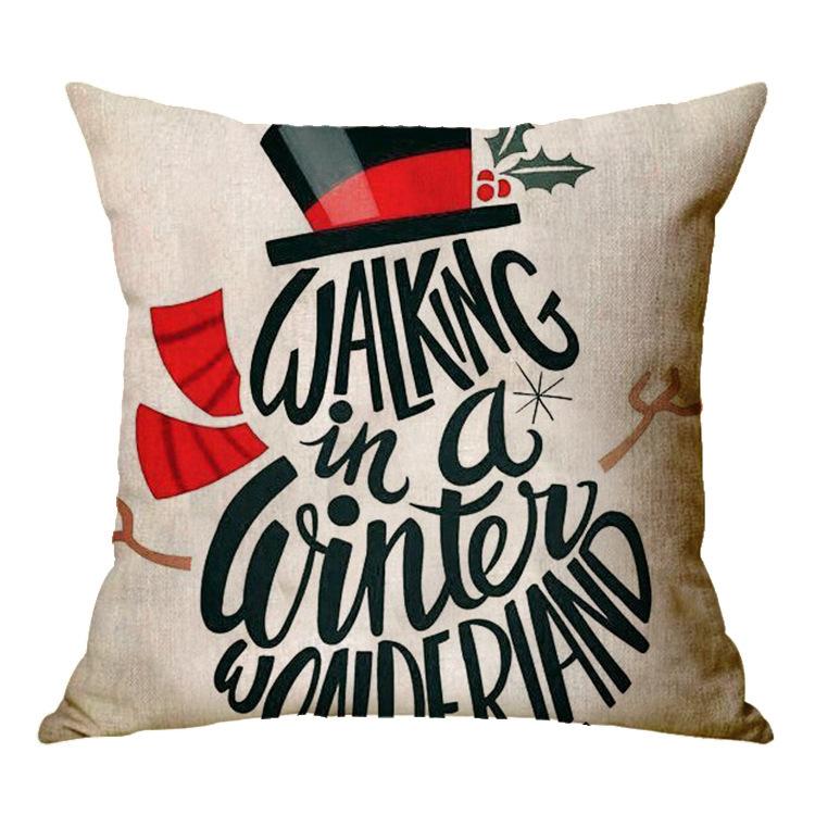 Christmas Decoration Cushion Cover Cartoon Elk Santa Cushion Cover Christmas Pillow Case Linen Decoration Pillow Home Decoration