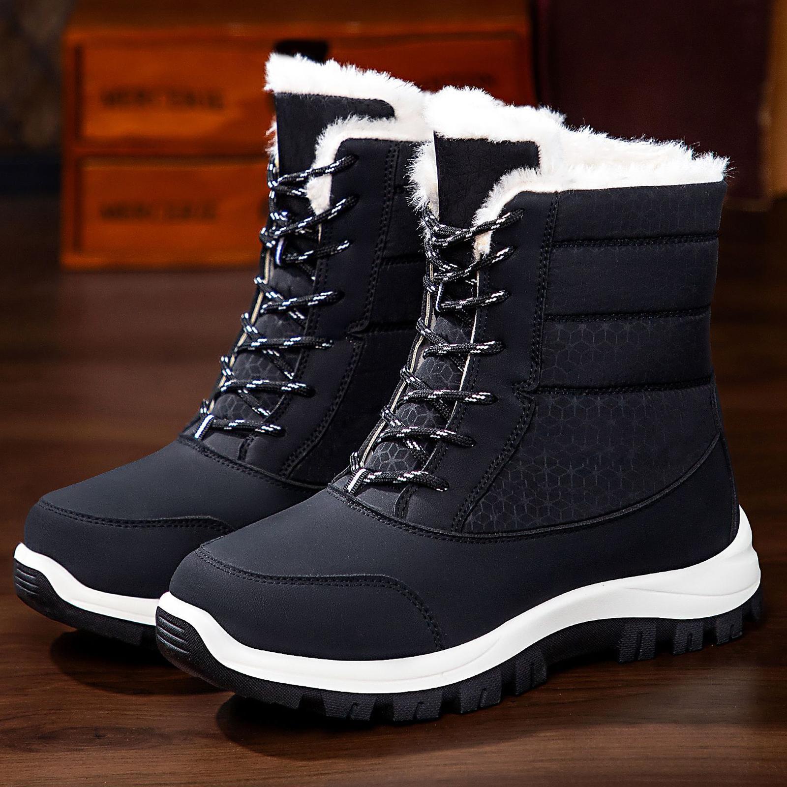 Women s -Lined High-Top Snow Boots with Non- and Lace-Up Closure for Winter 36