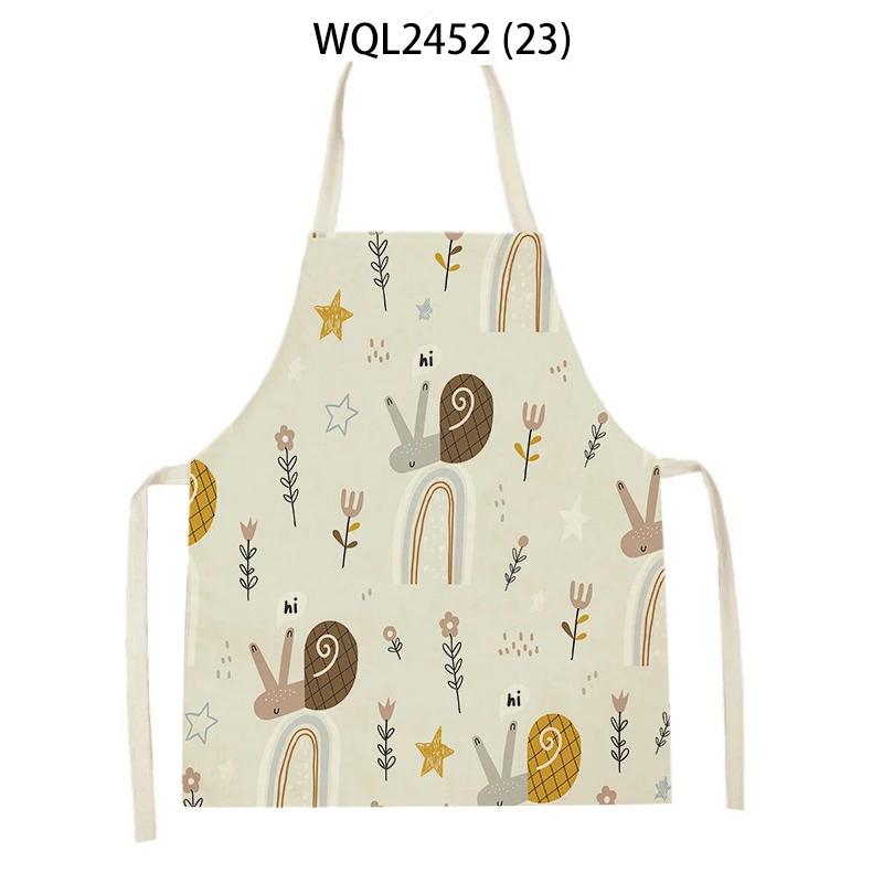 Animal Snail Rabbit Printing Apron Adult Kids Sleeveless Kitchen Apron Linen Cooking Baking Accessories Apron Cleaning Tool