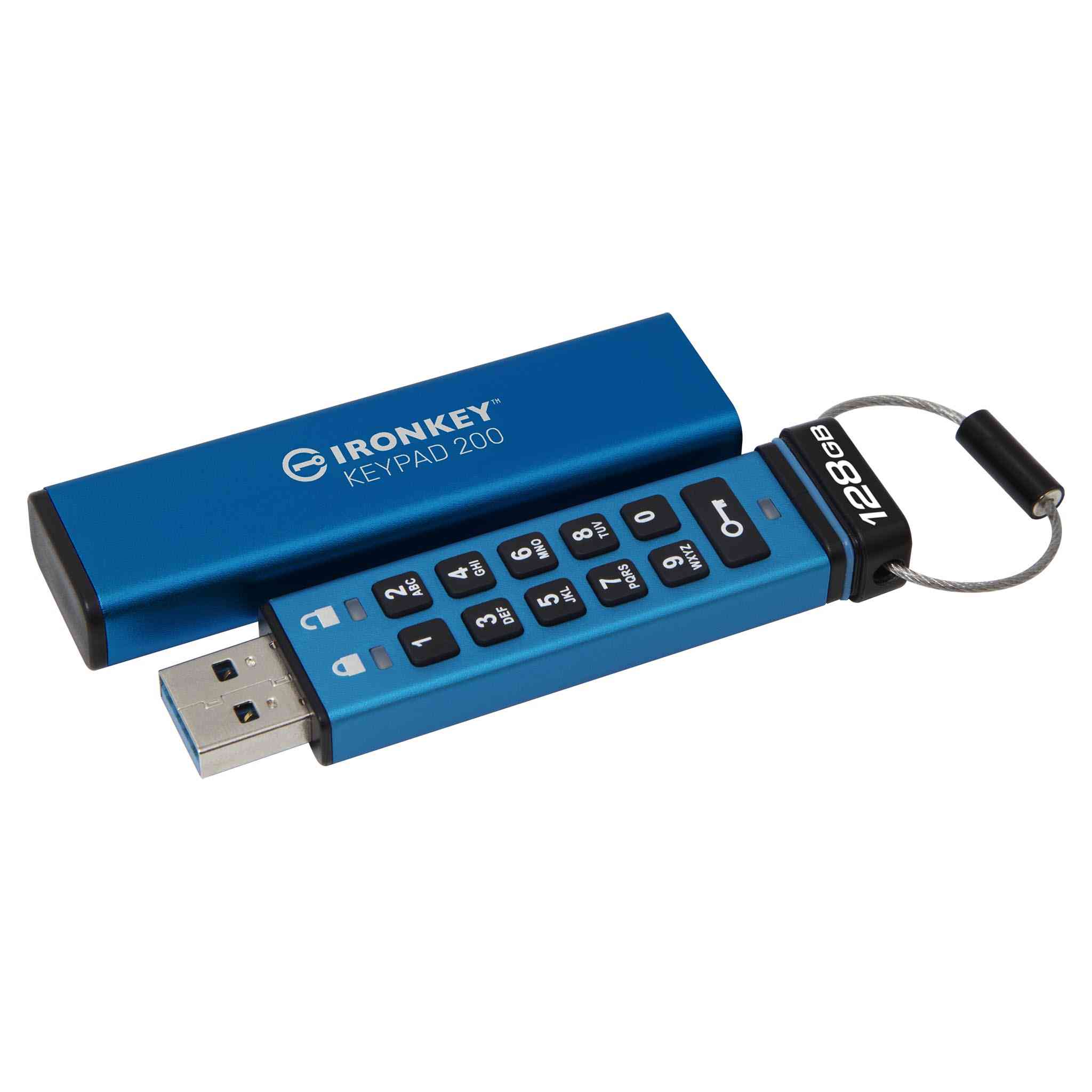 

Kingston Encrypted USB Flash Drive 16GB 32GB 64GB 128GB Ironkey Keypad 200 IKKP200 XTS-AES 256-bit Hardware Encryption Multi-Pin BadUSB Protection IKKP200/128GB