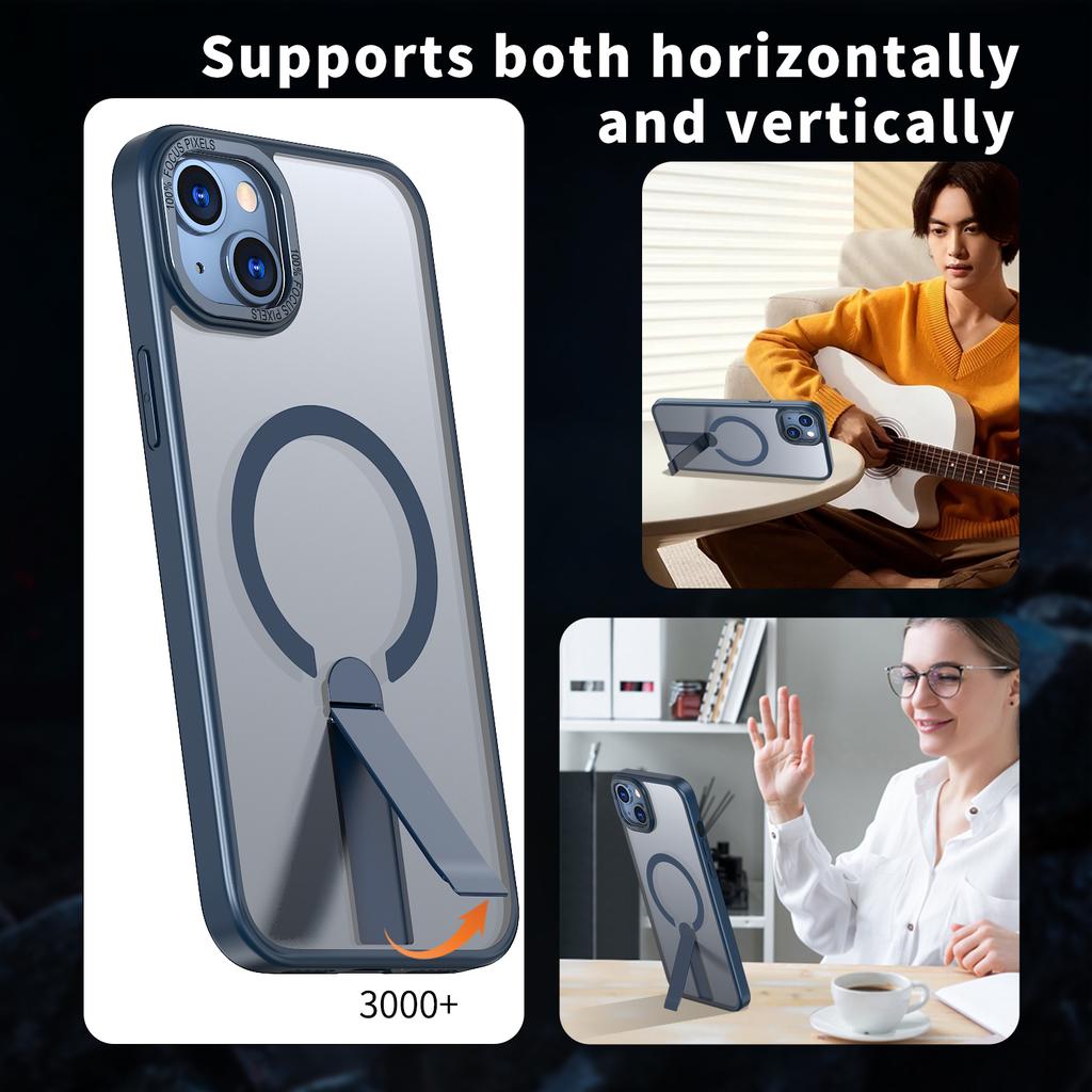 For iPhone 15 Plus Case Compatible with MagSafe Kickstand TPU + Acrylic Phone Cover