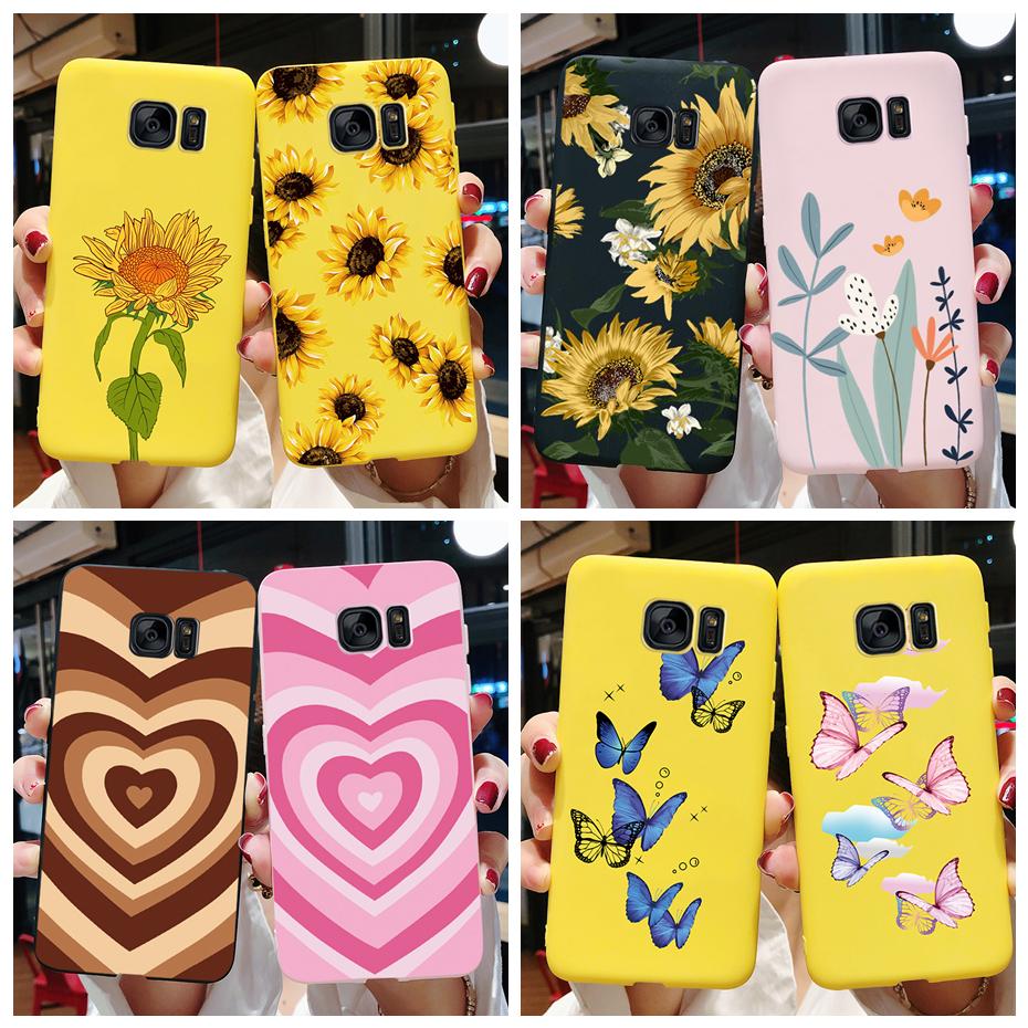 For Samsung Galaxy S6 S7 Edge Case Cute Love Heart Flower Silicone TPU Soft Cases Cover For Samsung S6 S7 S 6 7 Edge Phone Case