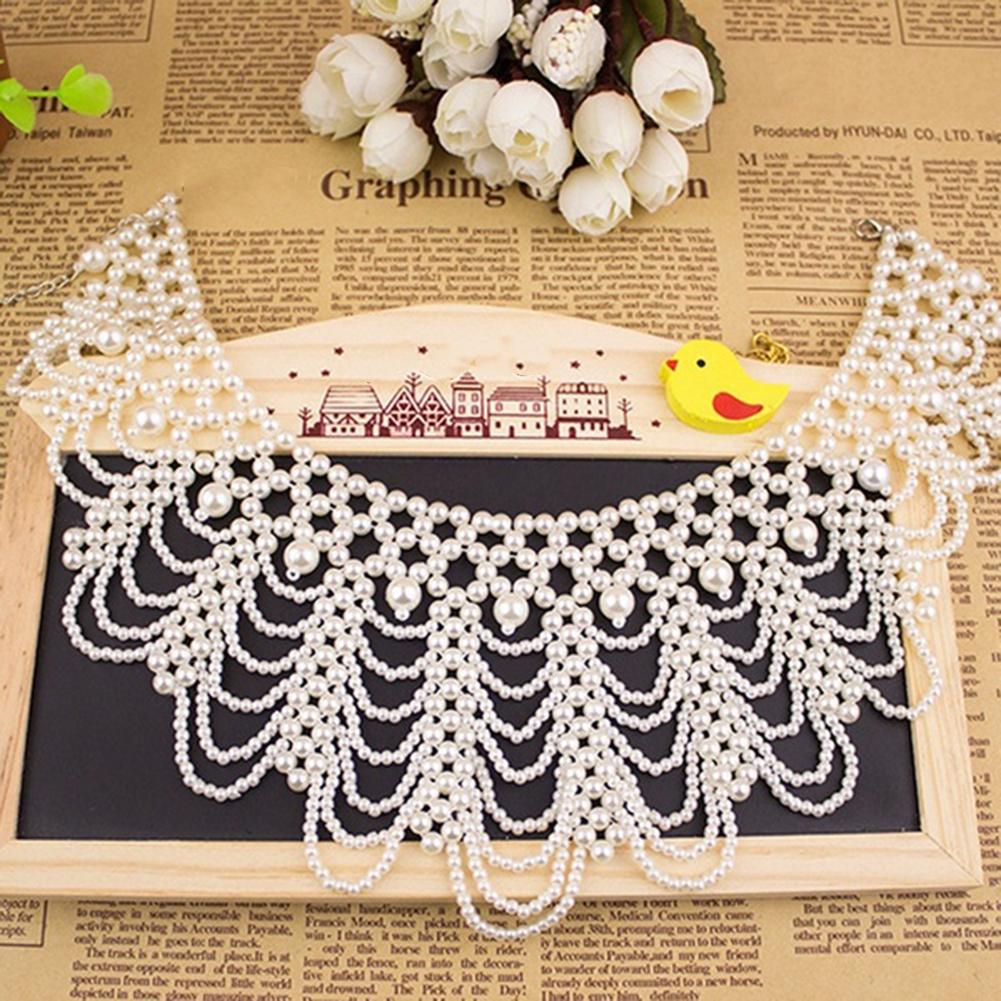 Pearl Necklace Hollowed Collar Elegant Imitation Statement