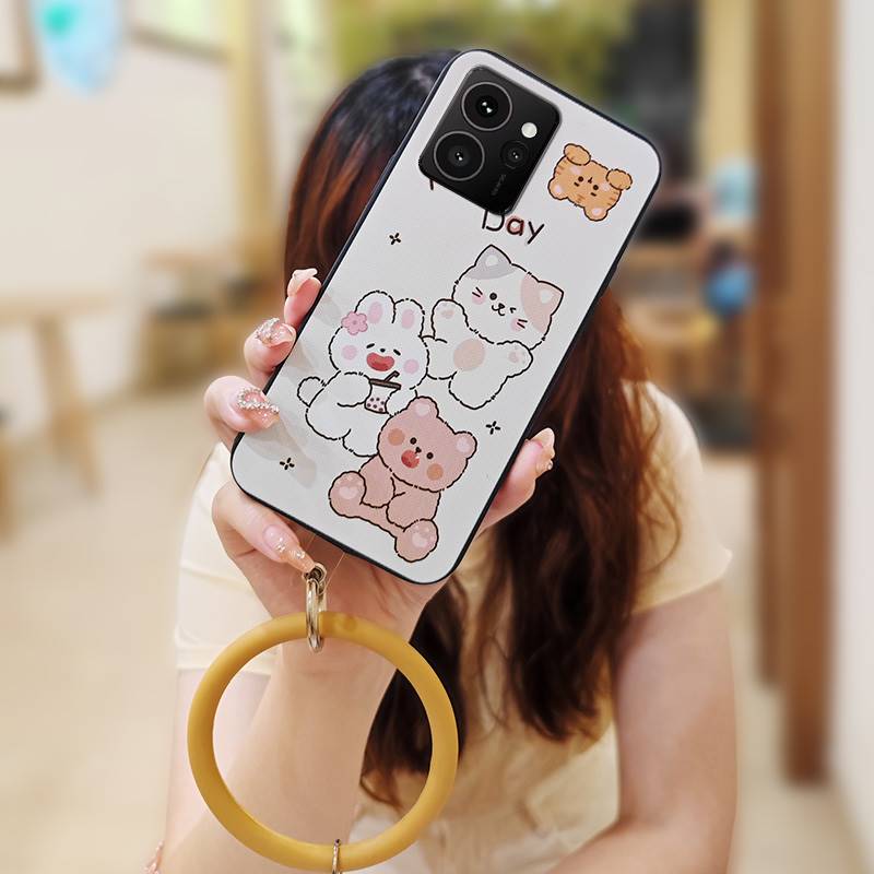 Waterproof Anti-knock Phone Case For Nokia HMD Skyline Ring Cute Back Cover Bracelet Solid Color Soft Case Youth Cartoon