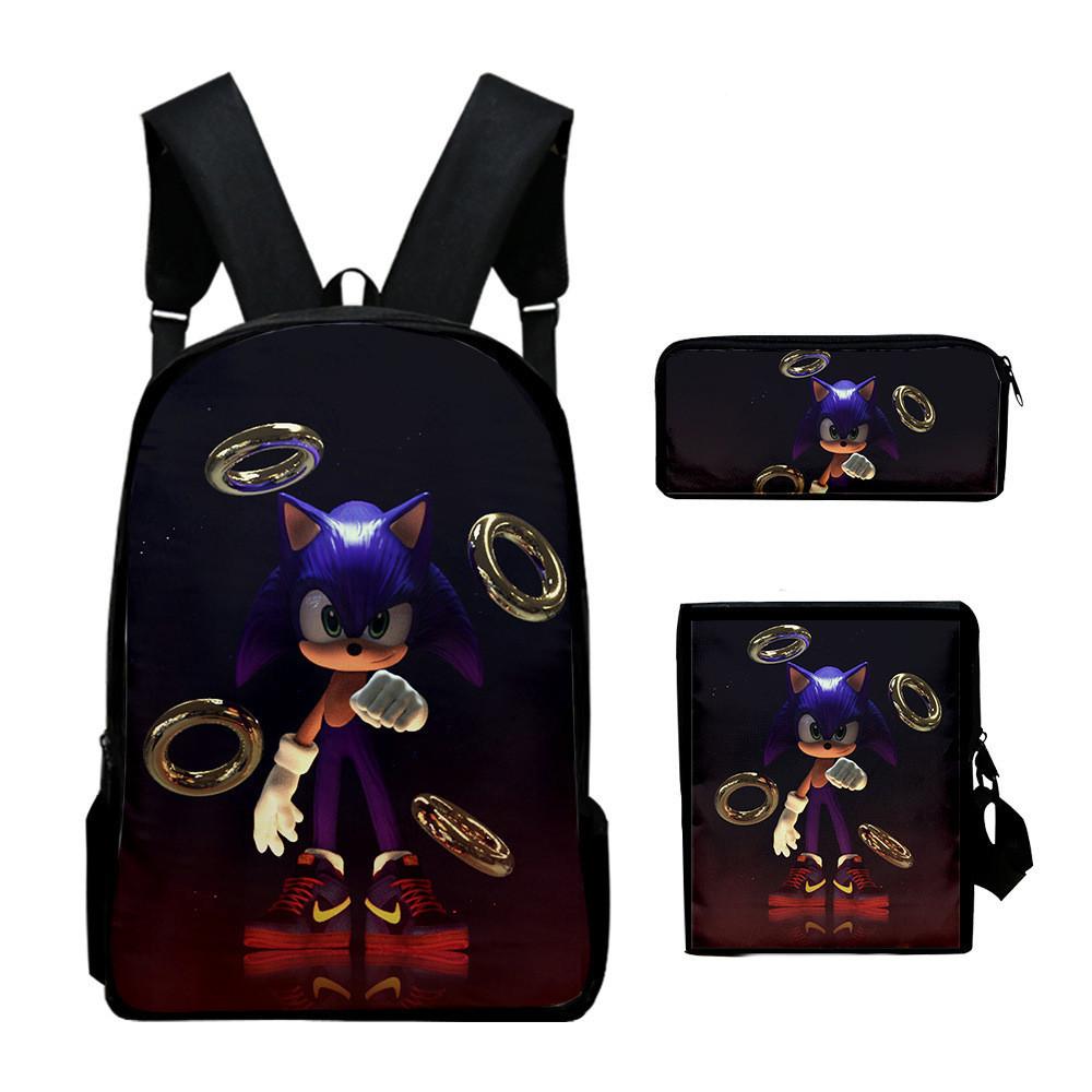 Anime Sonic Backpack Set 3D Printed Backpack Three-Piece Set