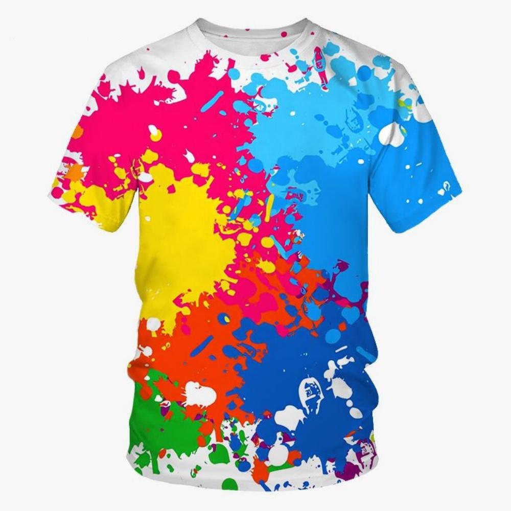 Sommer Batik T-Shirts Graffiti Farbe 3D Druck Kinderkleidung Kurzarm Mädchenkleidung Harajuku Kinder T-Shirt Jungen Oberteile