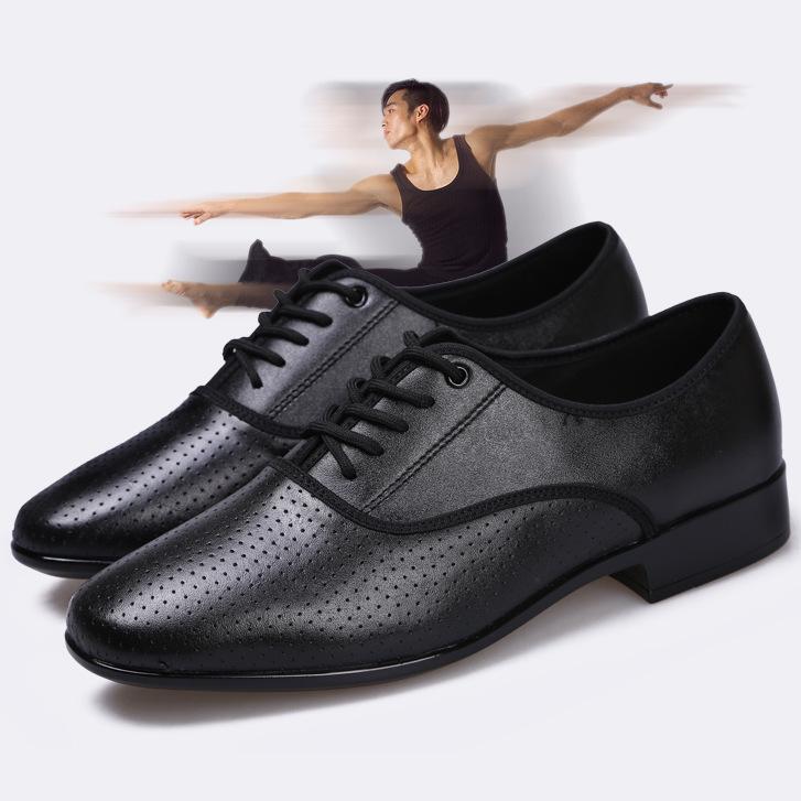 Men's Genuine Leather Perforated Dance Shoes for Waltz & Modern Square Dance