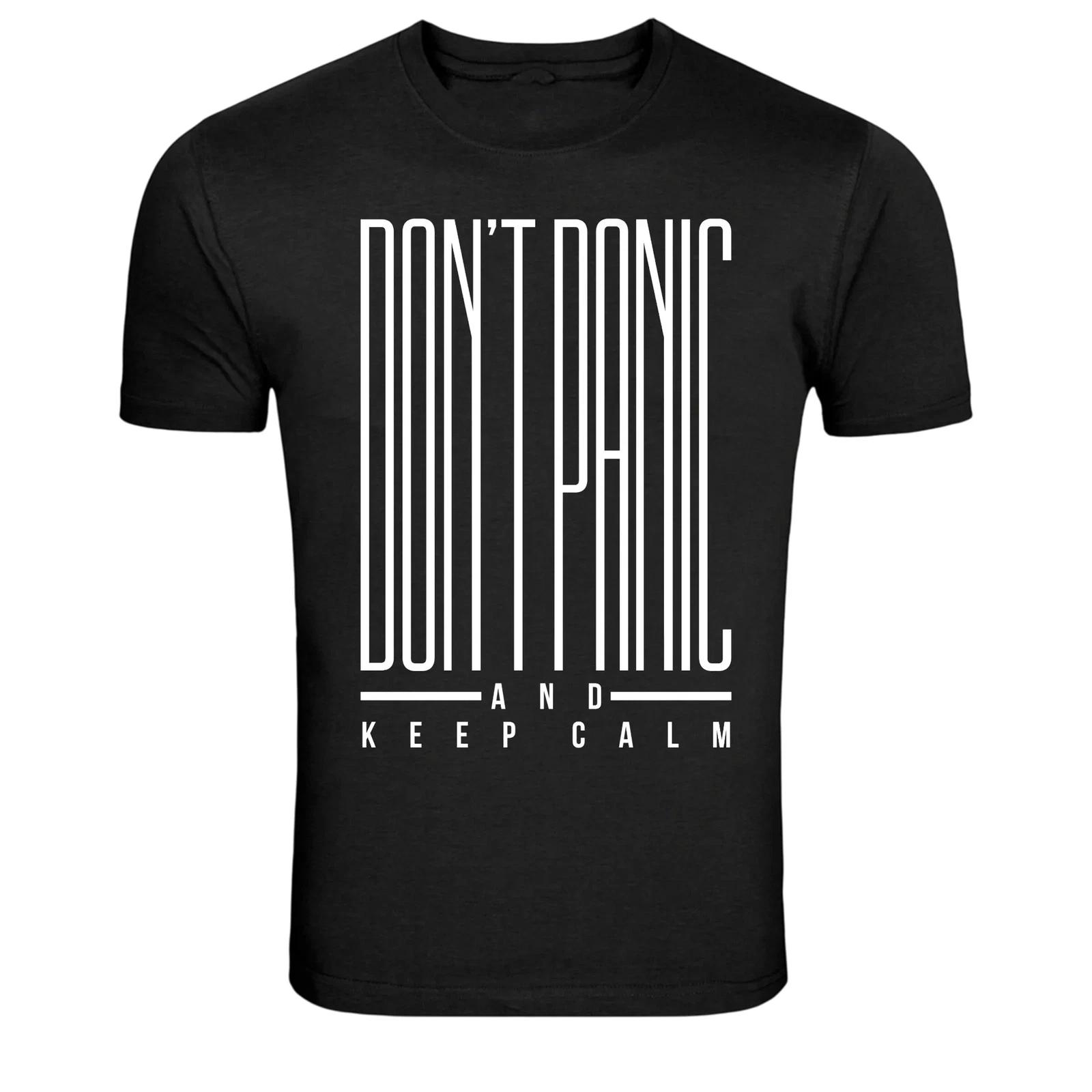 Don t Panic and Keep Calm Minimal Typography Graphic T-Shirt XXL