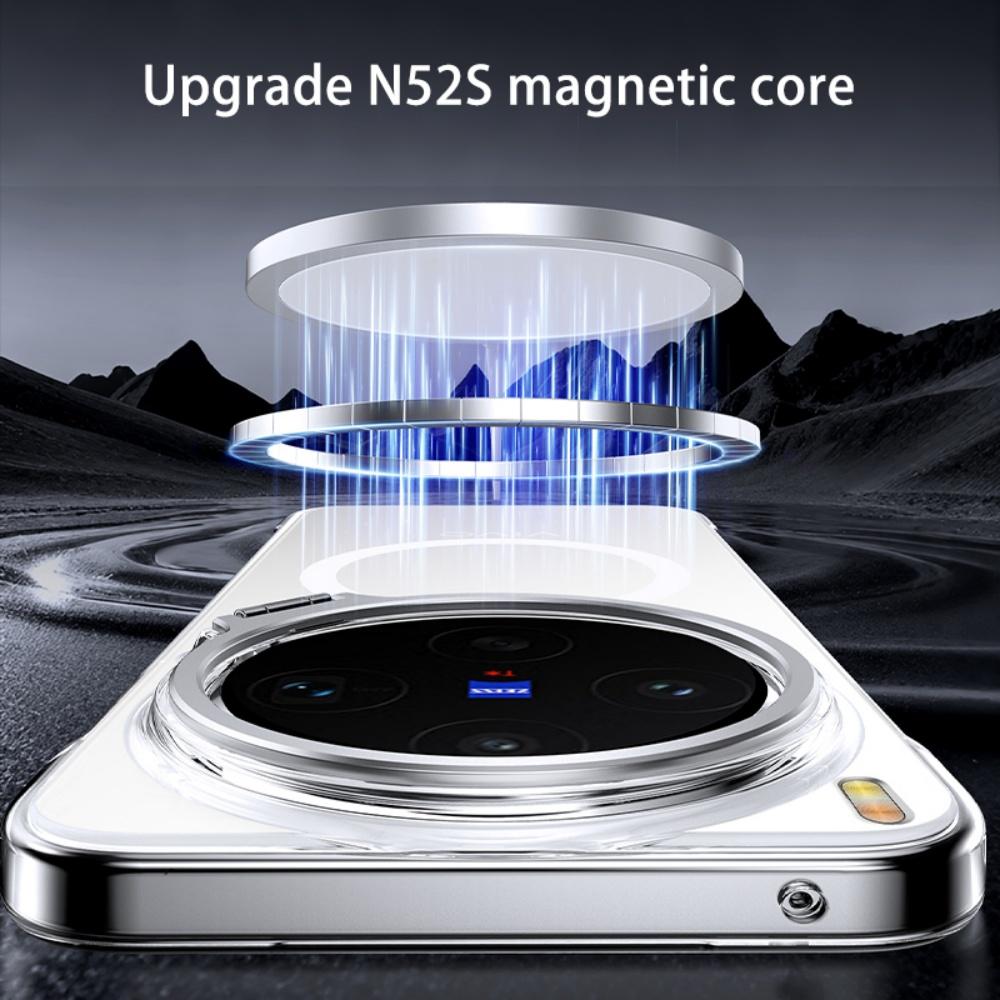 Frameless For Magsafe Metal Camera Fold Stand Holder Phone Case For VIVO X300 S Pro Ultra Magnetic Wireless Charge Bumper Cover