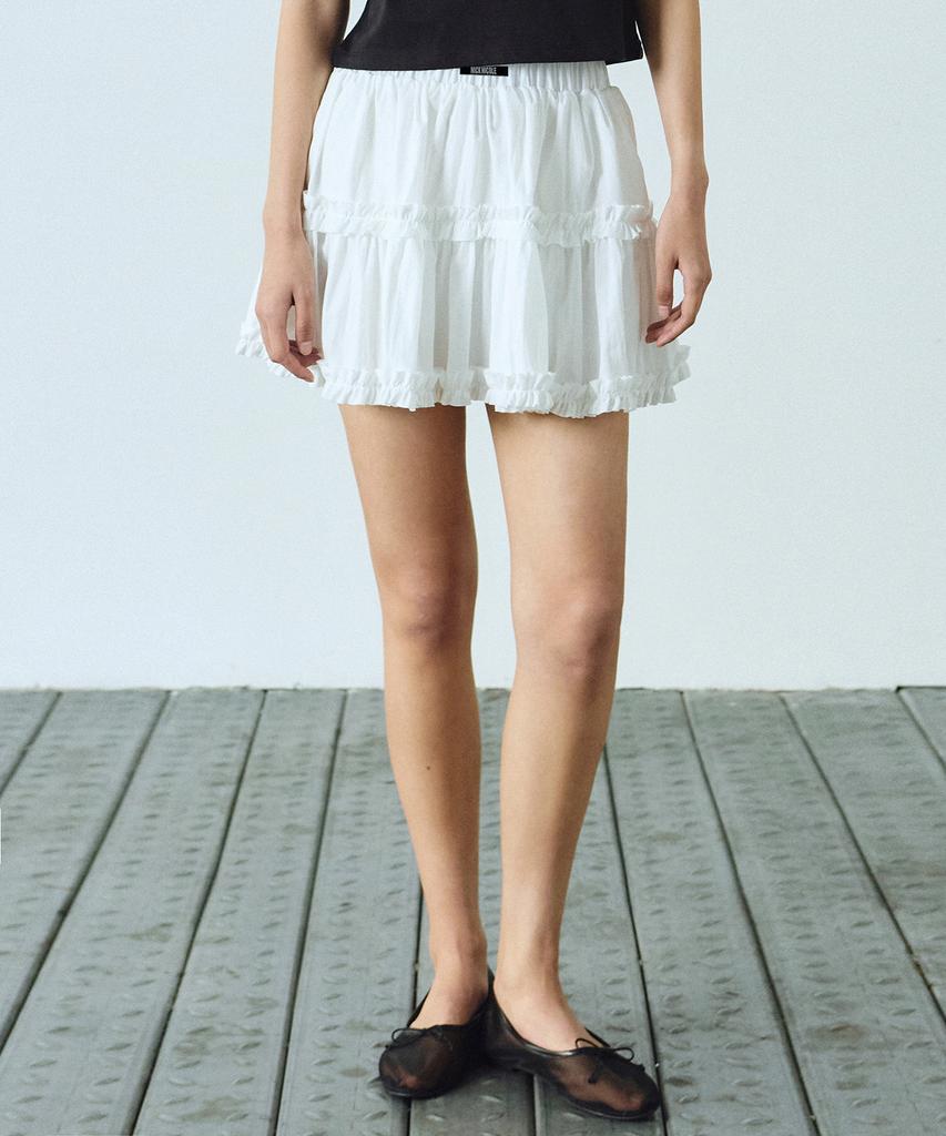 Nigaennikol Trendy Ruffle Mini Skirt_Ivory