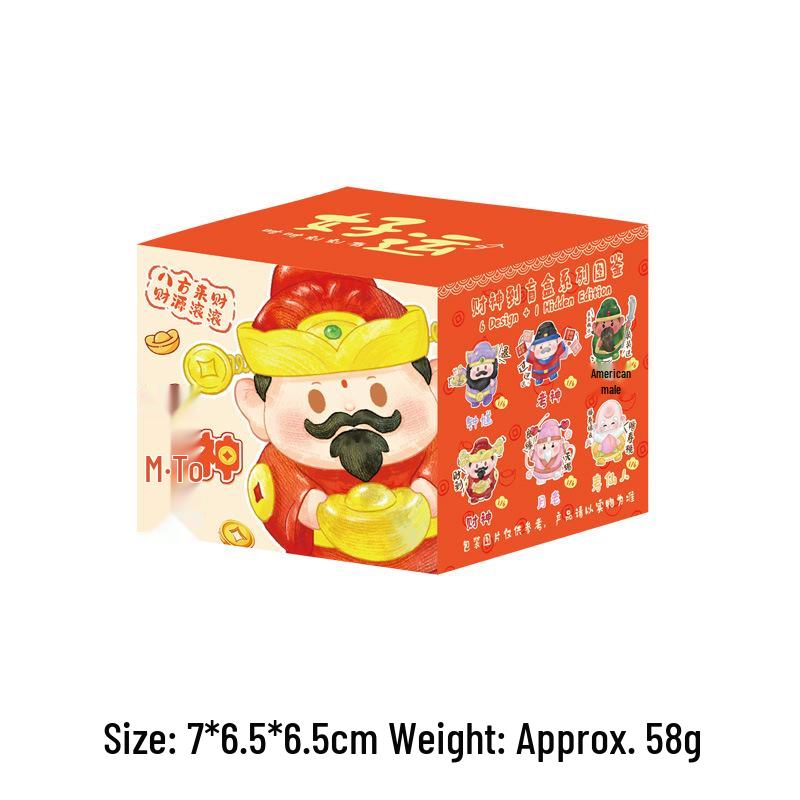 God of Wealth Resin Cartoon Figure: Cute Immortal Ornament Blind Box Gift.