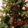 Ready-to-Display Canes Christmas Ornament with Fabric Construction and Ribbon Detail for Gift Boxes and Wreaths
