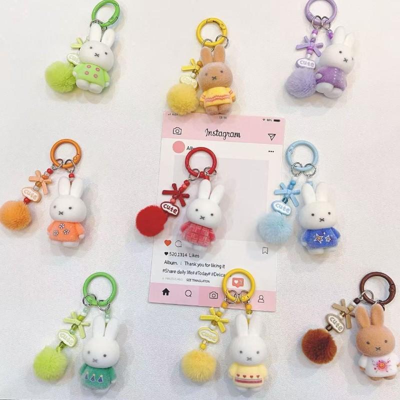 Miffy Rabbit Keychains Cute Miffy Keyrings Accessories Miffy Model Gifts Kawaii Keychain Charm for Bags Beautiful Design