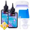 LET'S RESIN UV Resin UV Light Set 200g Crystal Clear/Low Odor Type Resin Liquid & Resin Light & Silicone Mat Included