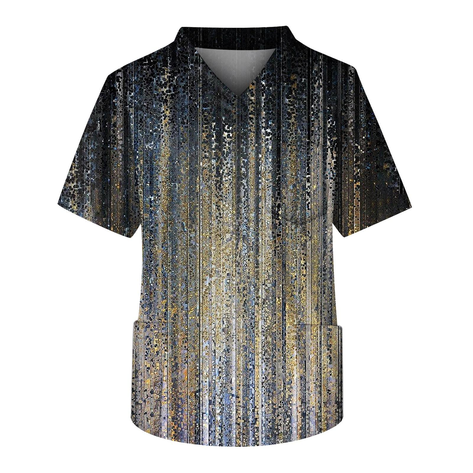 

Плюс размер Хэллоуин Печатный скраб Рабочая форма Топы для мужчин Крест V-образным вырезом с коротким рукавом Забавные футболки Спецодежда Футболка с карманами XXL