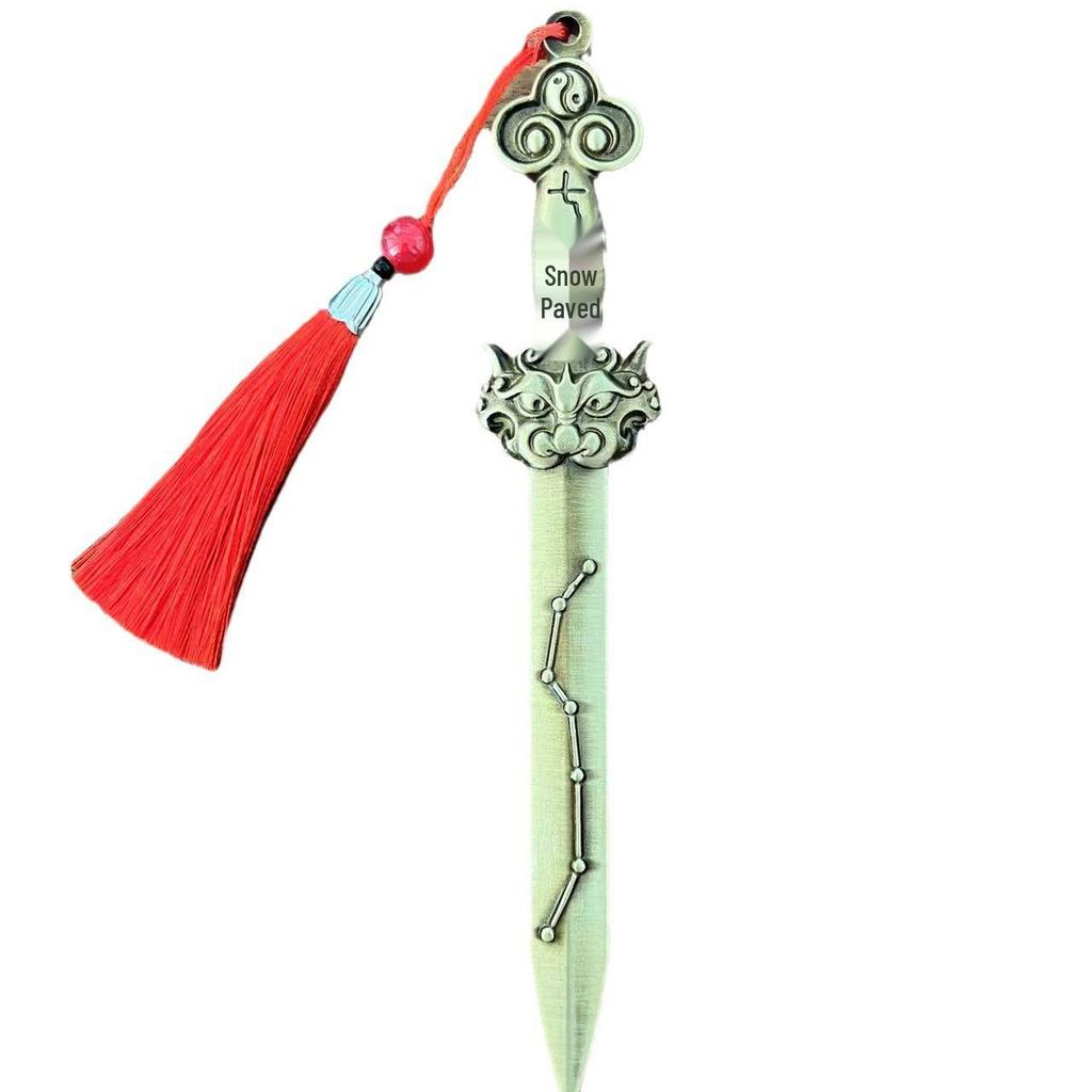 Přívěsek Měděný meč Sedmi hvězd: Taoistický magický nástroj s designem Velkého vozu a Bagua