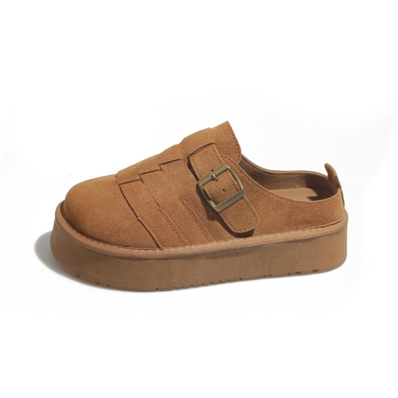 Baotou half slippers women's outer wear autumn new versatile trendy non-slip thick-bottomed casual muffin