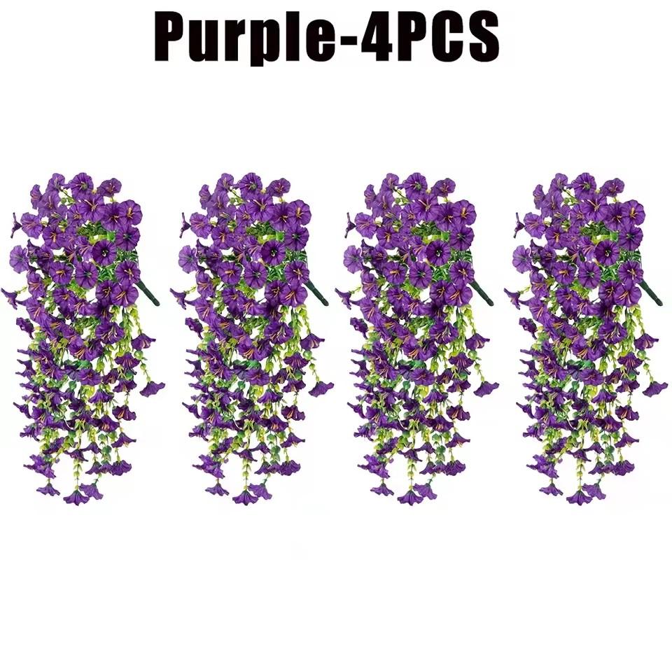 1-10pcs UV-Resistant Artificial Morning Glory & Eucalyptus Hanging Decor- Perfect for Home, Garden, Weddings | Versatile Outdoor