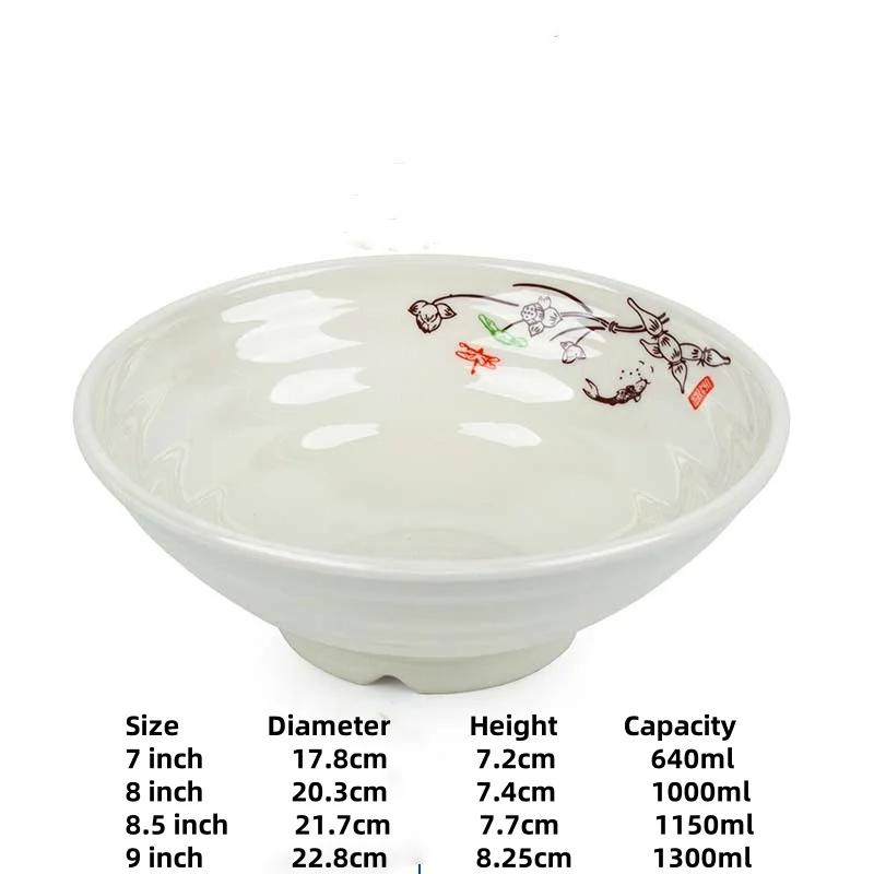 Melamine Noodle Bowl Household Plastic Tableware Restaurant Commercial Ramen Salad Bowl Thickened Not Easily Broken Soup Bowls