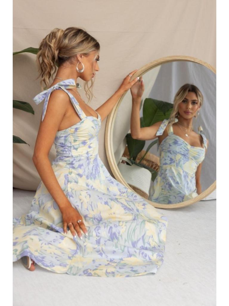 V Neck Strap Printingt Dress Lace Up Knee Length Dress Elegant Sleeveless Dresses Causal Women Dress