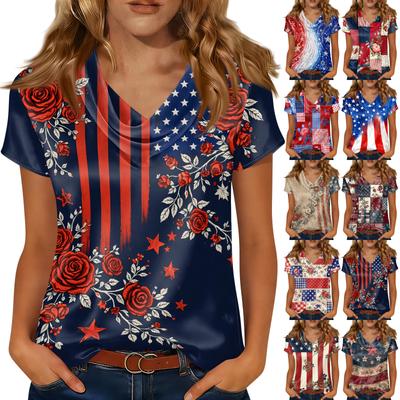 Women's Fashionable Casual Print Short-sleeved T-shirt Top