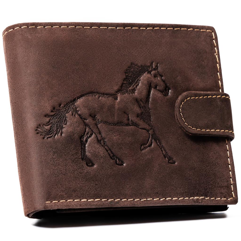 Men's leather wallet N992L-CHM-HORSE-BL BROWN