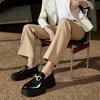 Fashion Thick Sole Men's Penny Loafers Slip-On Business Dress Shoes for Gentleman Metal Buckle Formal Black Glossy Shoes