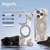 Magnetic Rotating Stand Case for iPhone 15 Pro Max and iPhone 14: Transparent Battle Armor Design