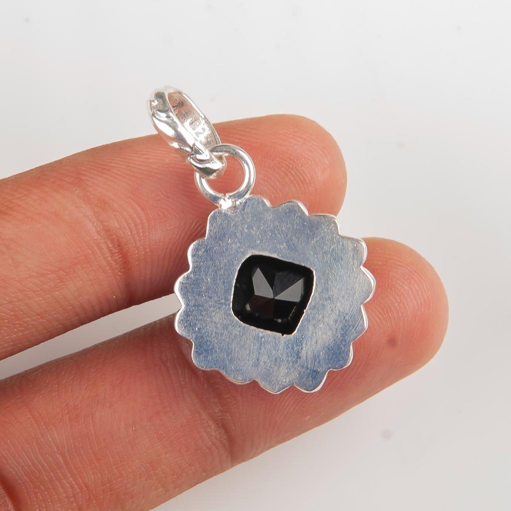 Black Onyx Gemstone 925 Sterling Silver Jewelry Handmade Pendant 1.37" For Gift PP-34-17