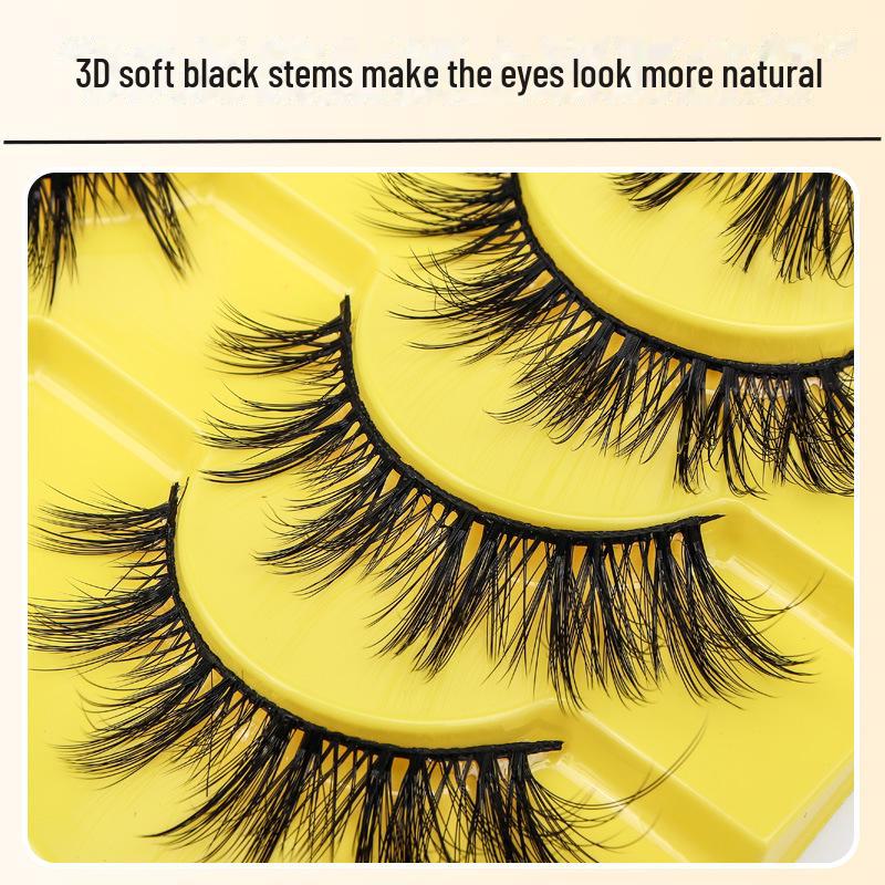 10 Pares de Cílios Postiços Pretos 3D Multicamadas Curvatura Natural Estilo Cruzado Espessos - Estilo 8DA09#