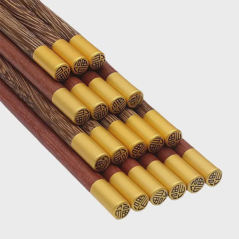 [Wow] Rotes Sandelholz Hühnerflügel Essstäbchen für Zuhause, Runde Holzessstäbchen im Etui, Kreatives Design.