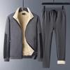 Mens Sets Winter Warm Fleece Tracksuit Fashion Hoodies Pants Set Men Casual Thick Sportswear Hooded Sweatshirt