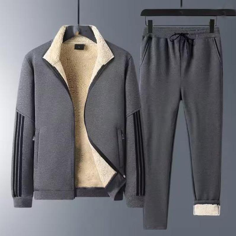 Mens Sets Winter Warm Fleece Tracksuit Fashion Hoodies Pants Set Men Casual Thick Sportswear Hooded Sweatshirt